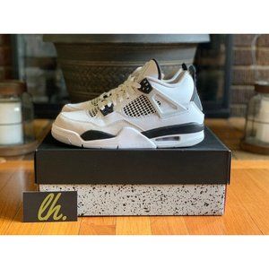 Size 7y Air Jordan Retro 4 "Military Black" 408452-111